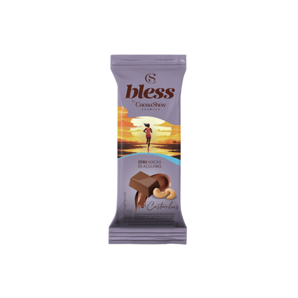 Tablete Bless Zero Adi&ccedil;&atilde;o de A&ccedil;&uacute;car Castanha de Caj&uacute; 20g