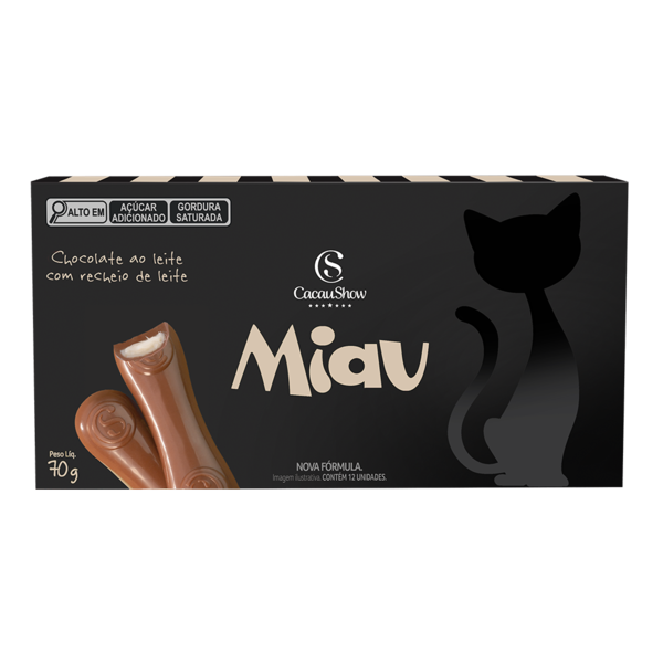 Tablete Miau de Chocolate ao Leite Recheado 70g