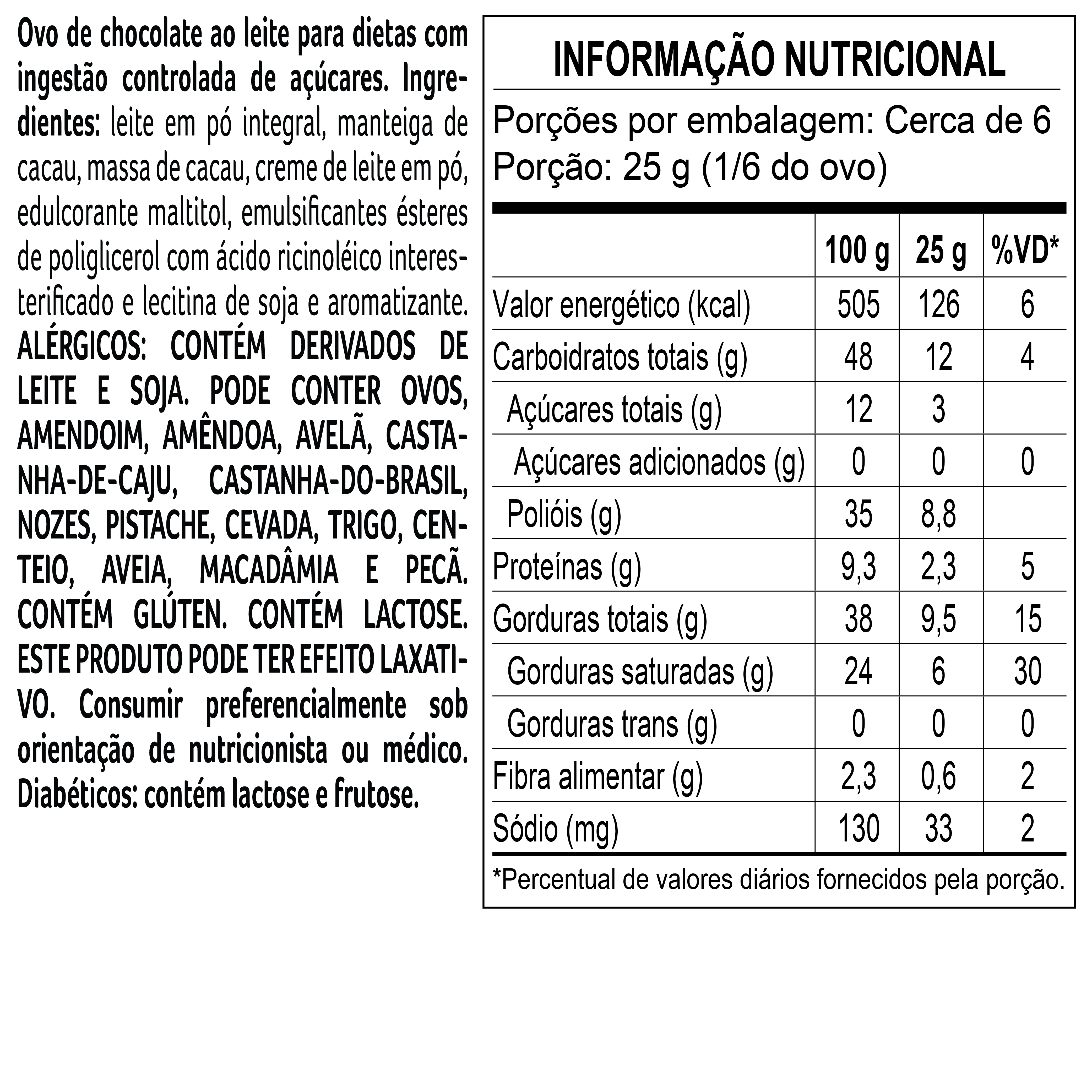 Ovo de P&aacute;scoa laCreme ao Leite Zero Adi&ccedil;&atilde;o de A&ccedil;&uacute;car 180g, , large. image number 1